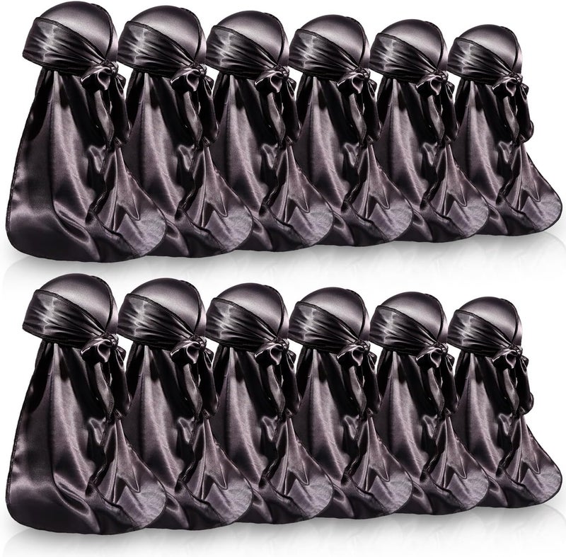 ForceWave 12 Pieces Silky Durag for Men Women Satin Durags for 360 Waves - Image 1